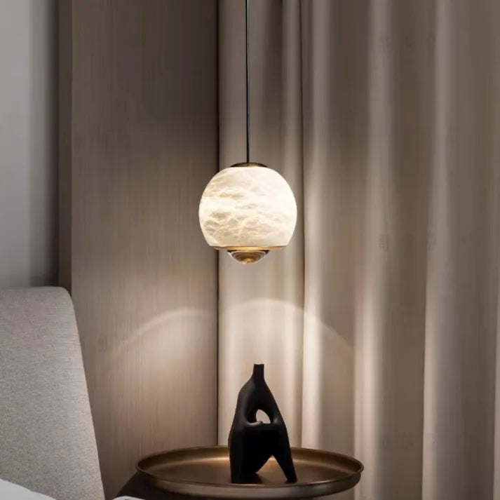 Nordisk Marmor Alabast Globe Pendel Lampe