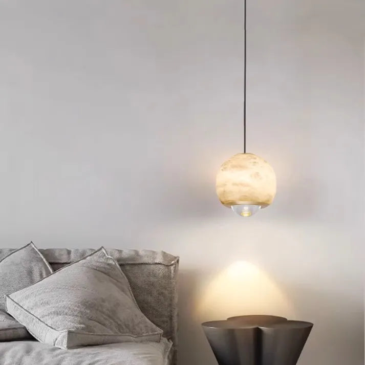 Nordisk Marmor Alabast Globe Pendel Lampe