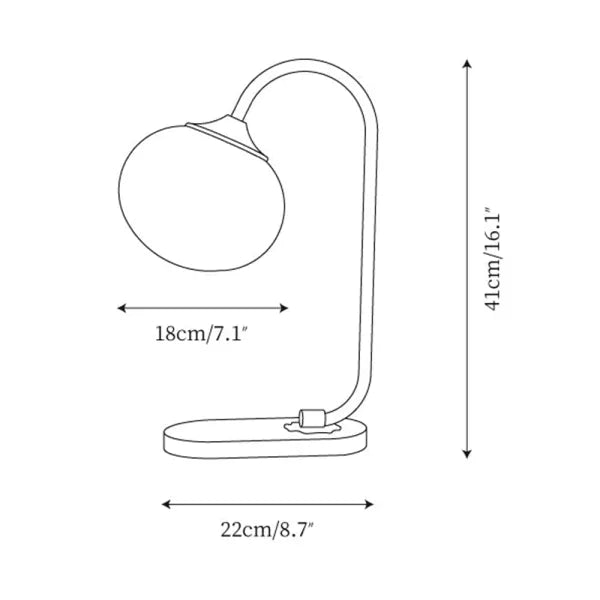 Skumfidus bordlampe i metal og glas