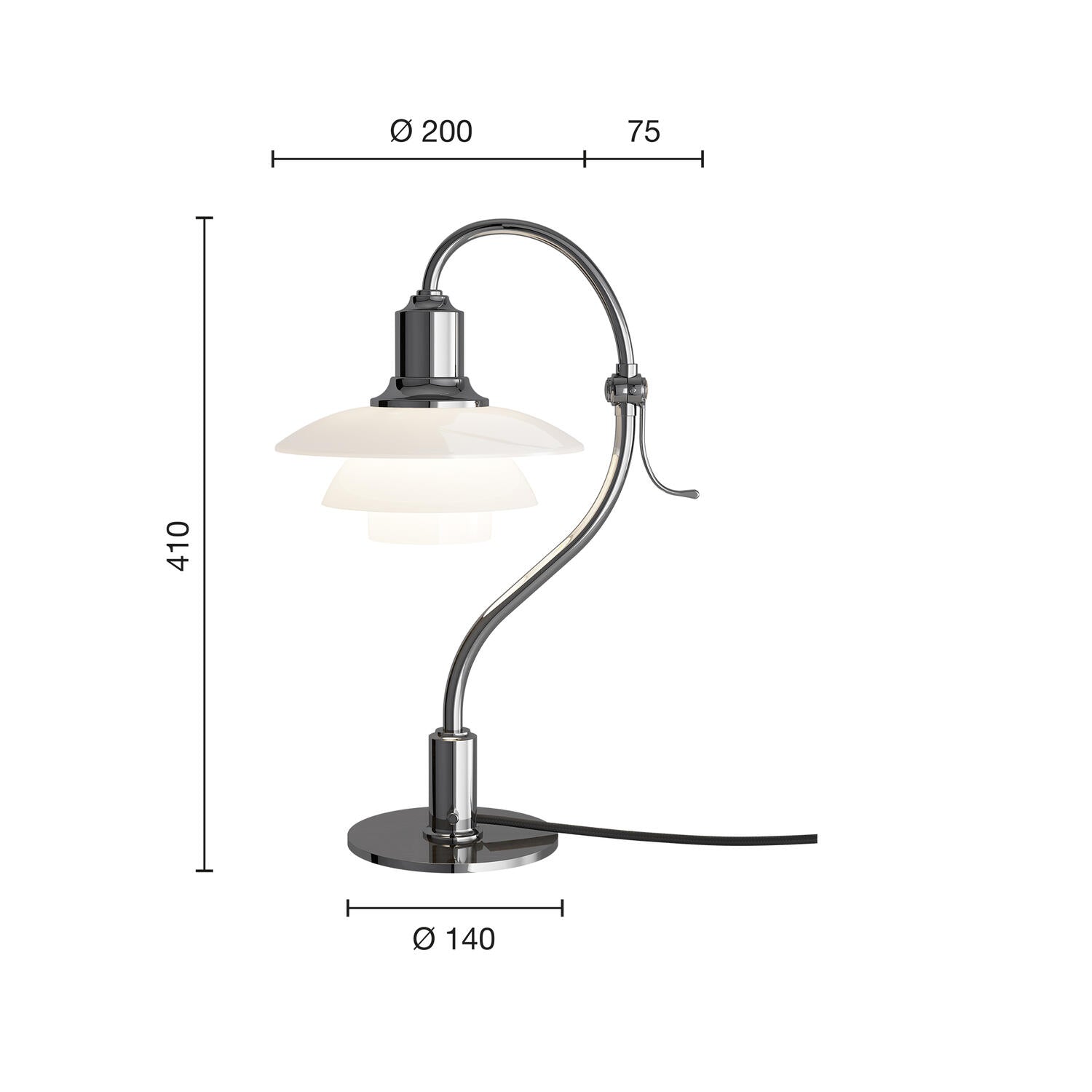 PH 2/2 SPØRGSMÅLSTEGN KROM BORDLAMPE