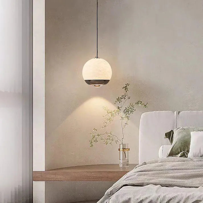 Nordisk Marmor Alabast Globe Pendel Lampe