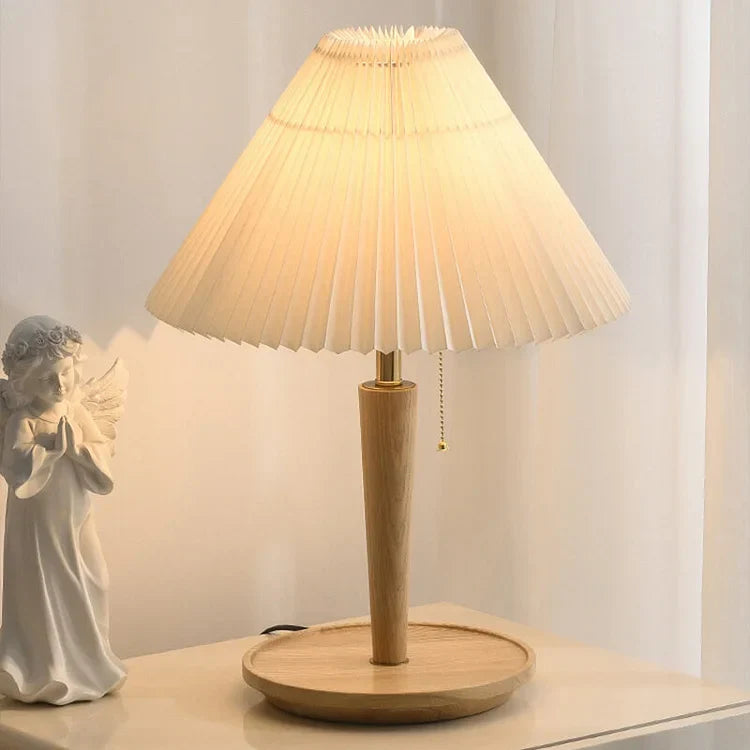 Vintage bordlampe i plisseret træ